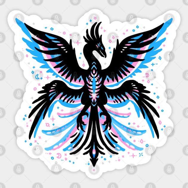 Trans Flag Phoenix Sticker by Things By Diana